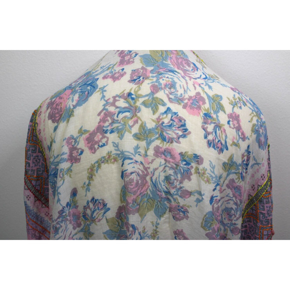 Aratta Silent Journey Scarf Floral Embroidered Tassel 40" Square - Picture 2 of 12